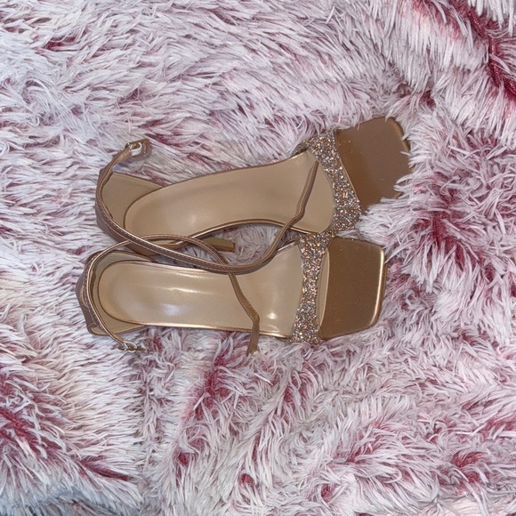 Chic Tan & Pink Strappy Heels with Glitter Accents Women’s Size 7 NEW/Never Worn - Picture 5 of 7